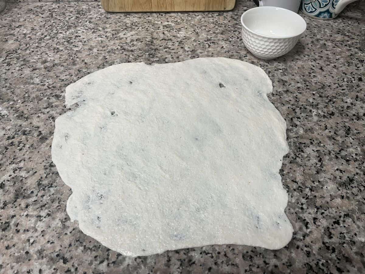 semolina dough flattened
