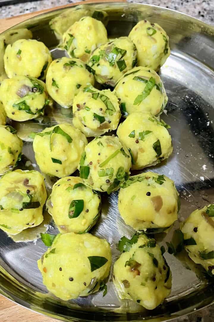 potato filling mixture balls.