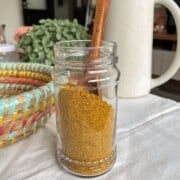 A jar of homemade bezar spice mix.