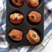 eggless banana muffins in muffin tray.