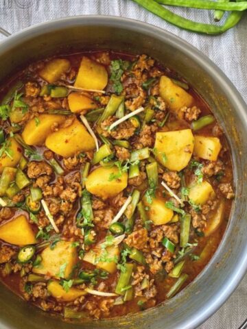 keema aloo with cluster beans