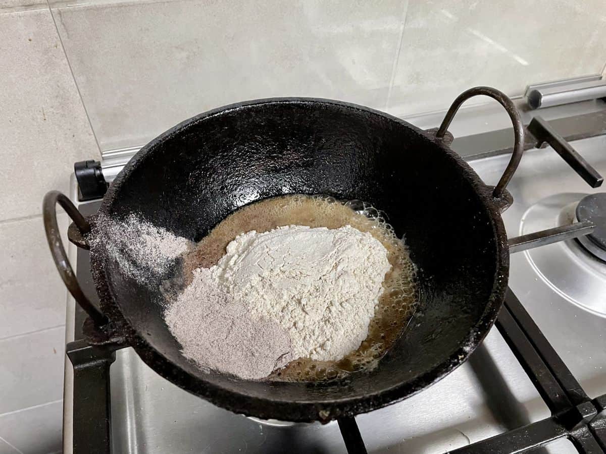 roast the flour in ghee