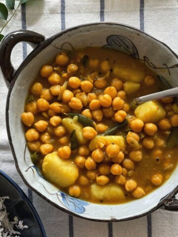 a bowl of chickpea tamarind curry
