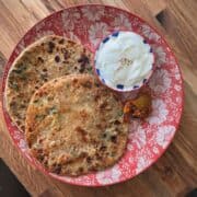 cauliflower paratha with raw stuffing