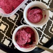 two bowls of blackberry ice cream