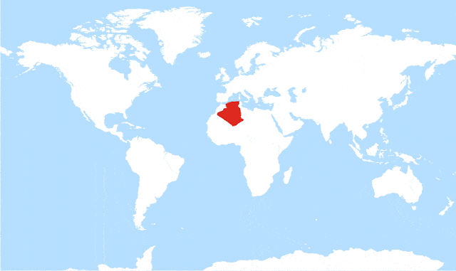 algeria on a world map