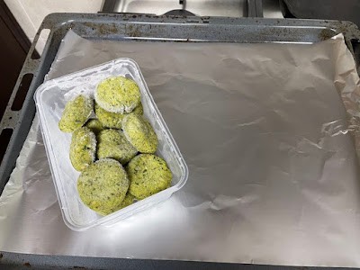 Frozen Falafels ready to be baked