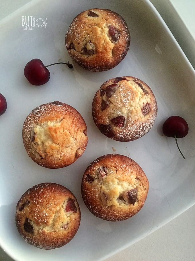 Eggless Cherry Muffins using Condensed Milk and Almond Flour