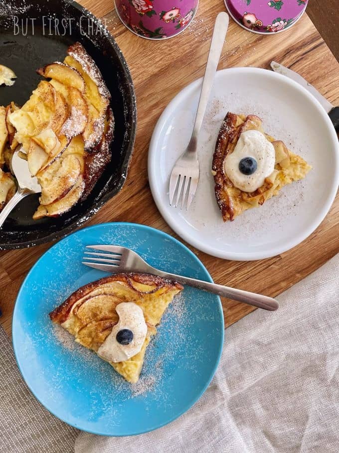 German pancake wedges topped with labneh