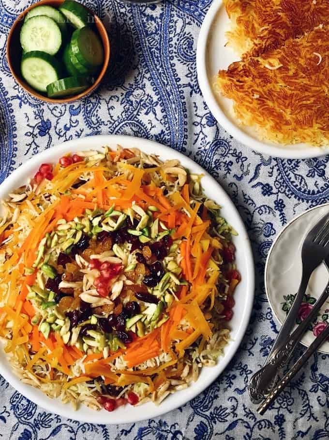Persian Jewelled Rice with Scorched Rice | Javaher Polow with Tah-dig 