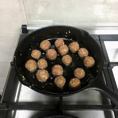 searing meatballs