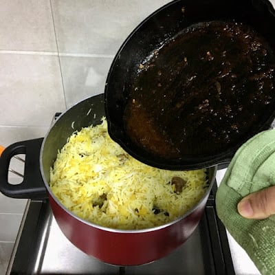 pour the deglaze into rice pot