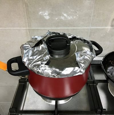 cover the pot tightly and cook on low 