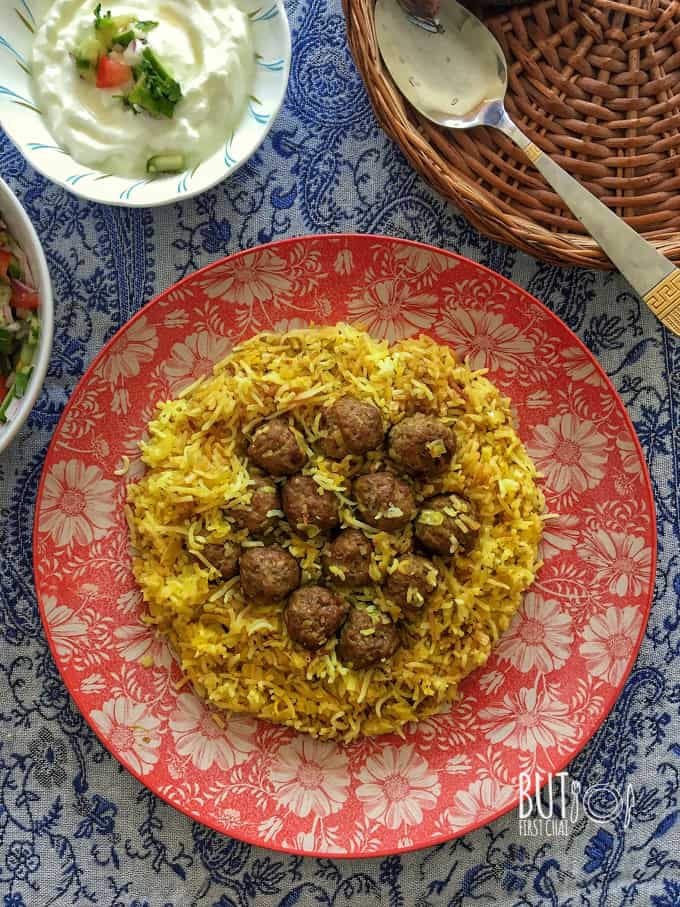 Kalam Polow Ba Zafaran and Kofte | Cabbage Rice With Saffron and Meatballs