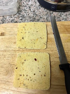 horizontally sliced single serve almond bread