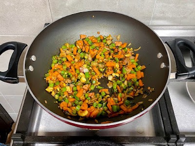 roasting the veggies in ground spices