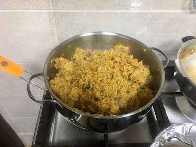 flipping the bottom rice to top