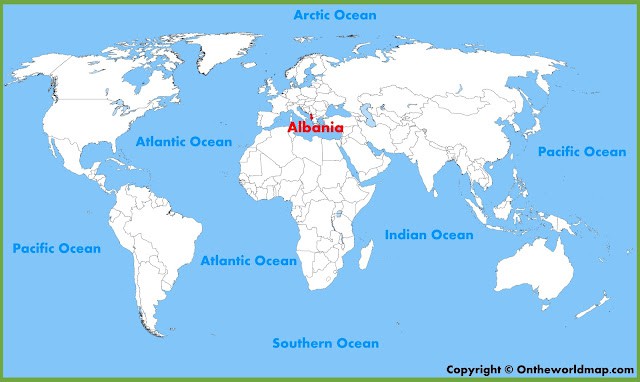 albania on world map