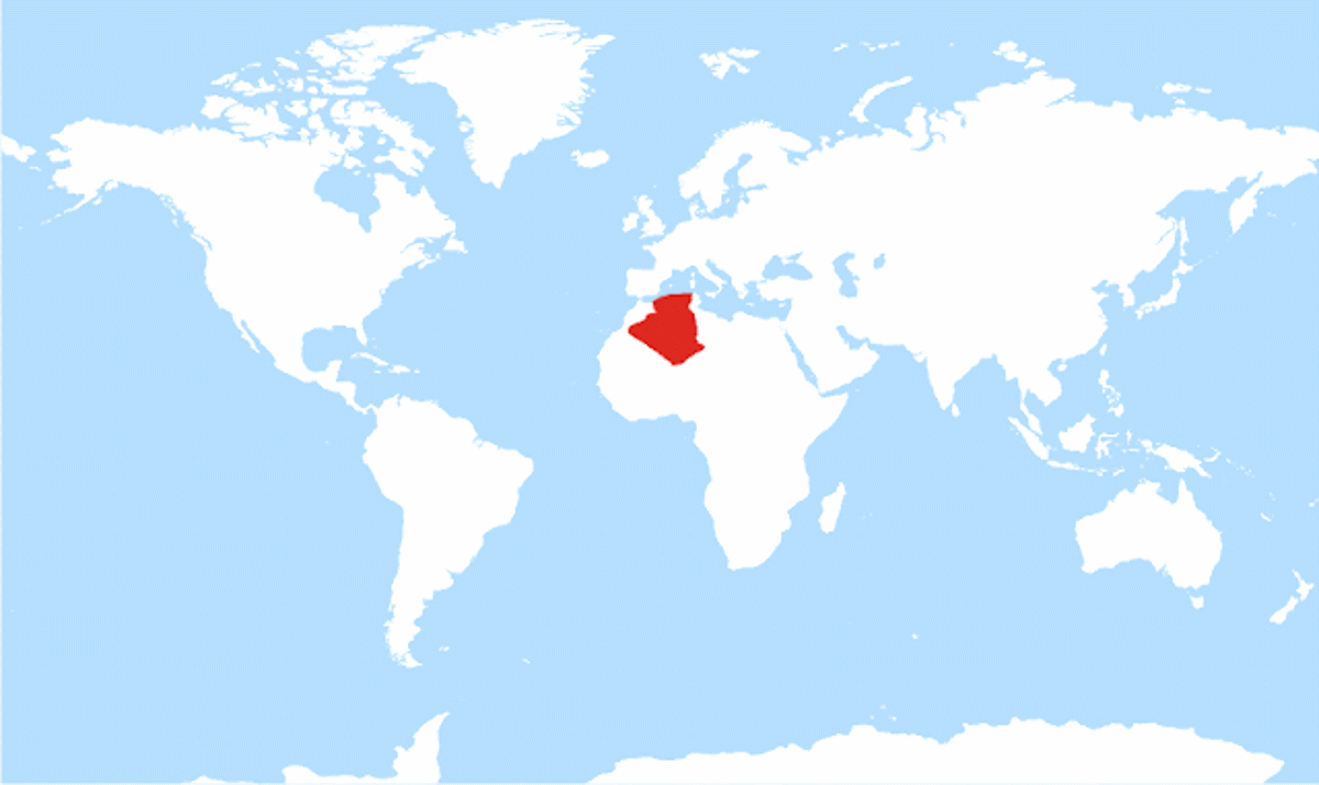 algeria on a world map