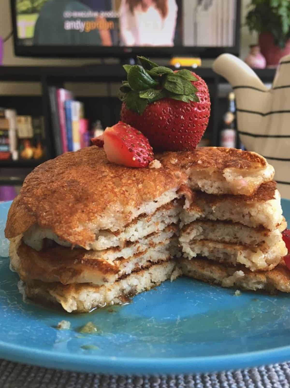 Best Buttermilk Pancakes stacked and sliced