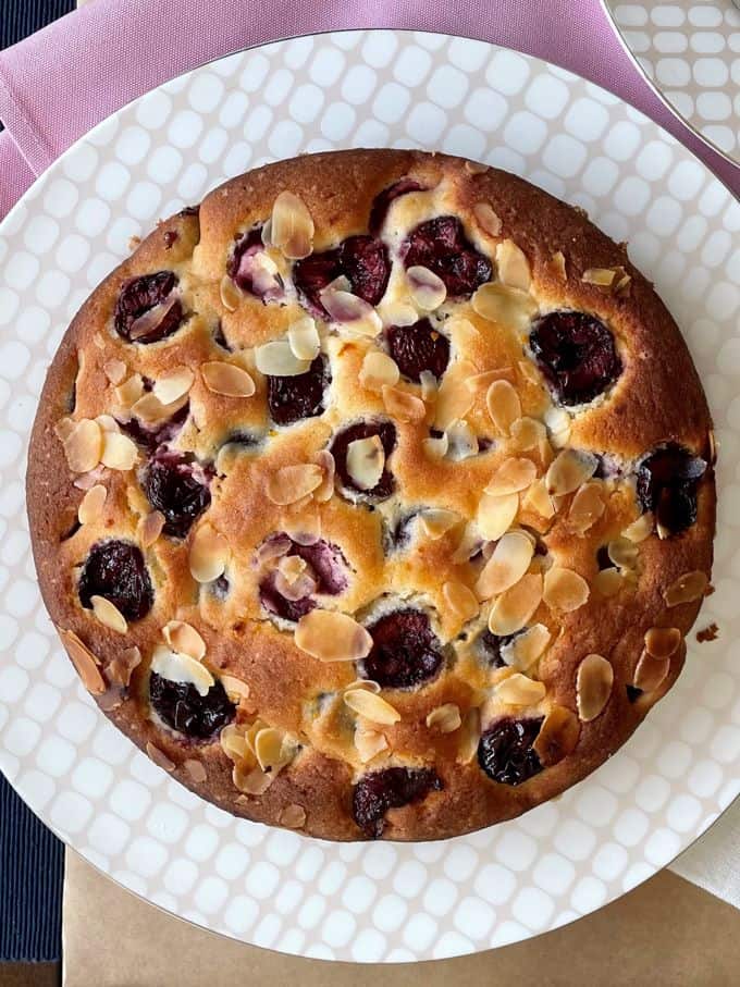 cherry almond tea cake