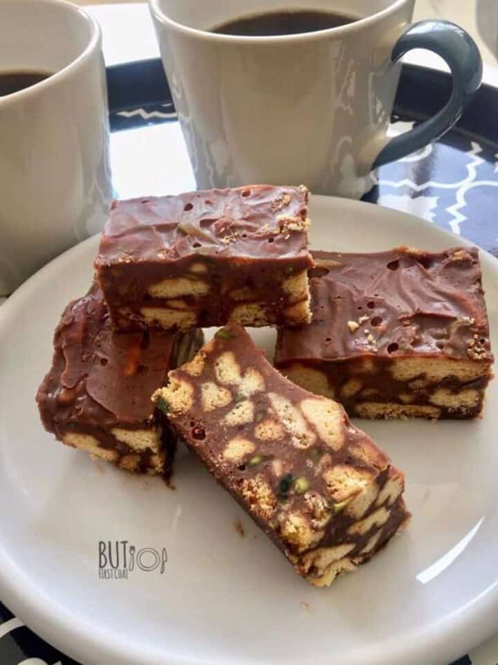 Chocolate Lazy Cake with Tahini and Pistachio