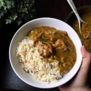 dal gosht served with ghee rice