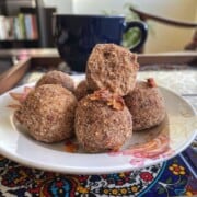 gond ladoos served with a cup of tea