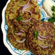 A plate of three Jabeez, Yemeni Savoury Pancakes.