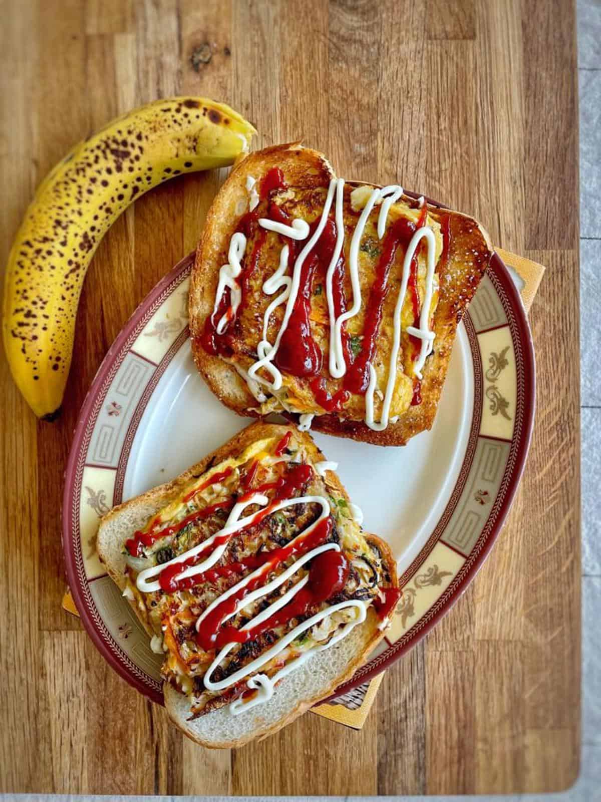 open faced korean toast