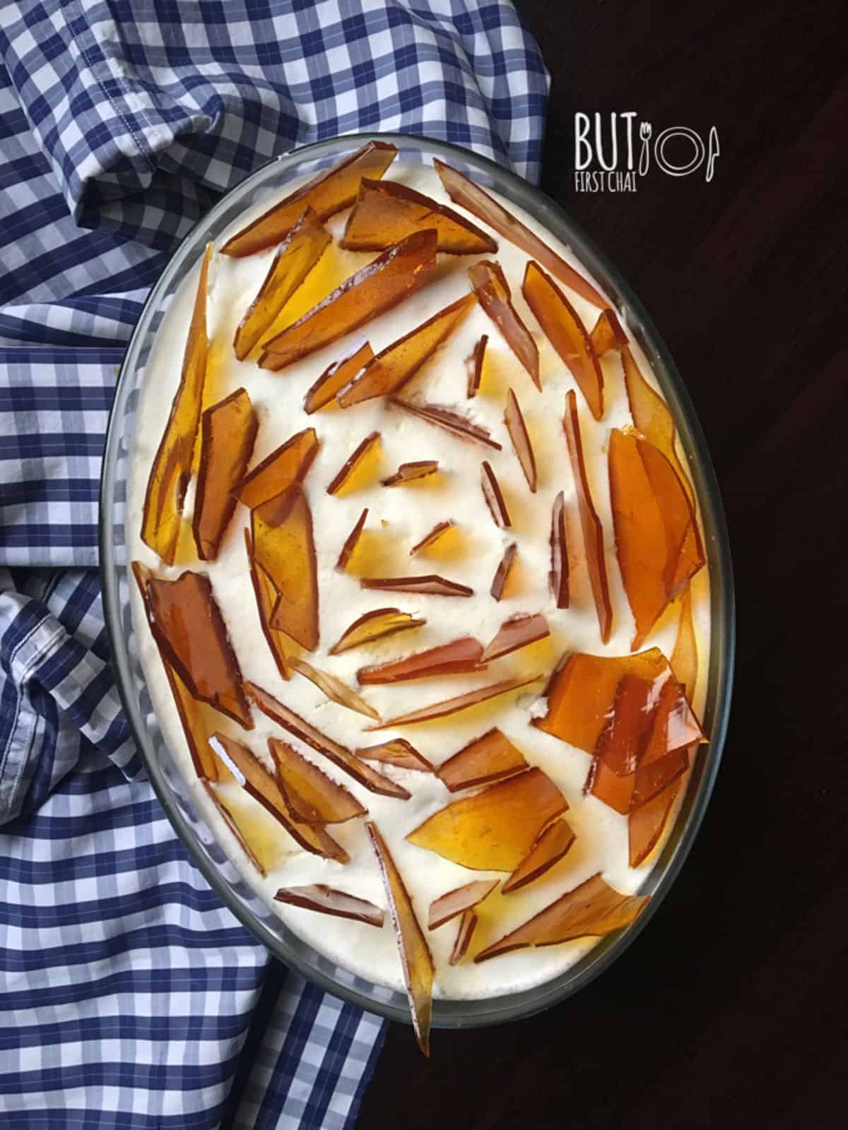 Pineapple and Coconut Pudding with Caramel Shards