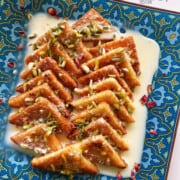a platter of shahi tukra slices