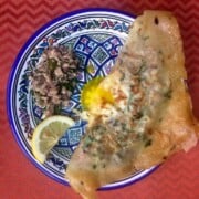 tunisian bril with egg yolk spill
