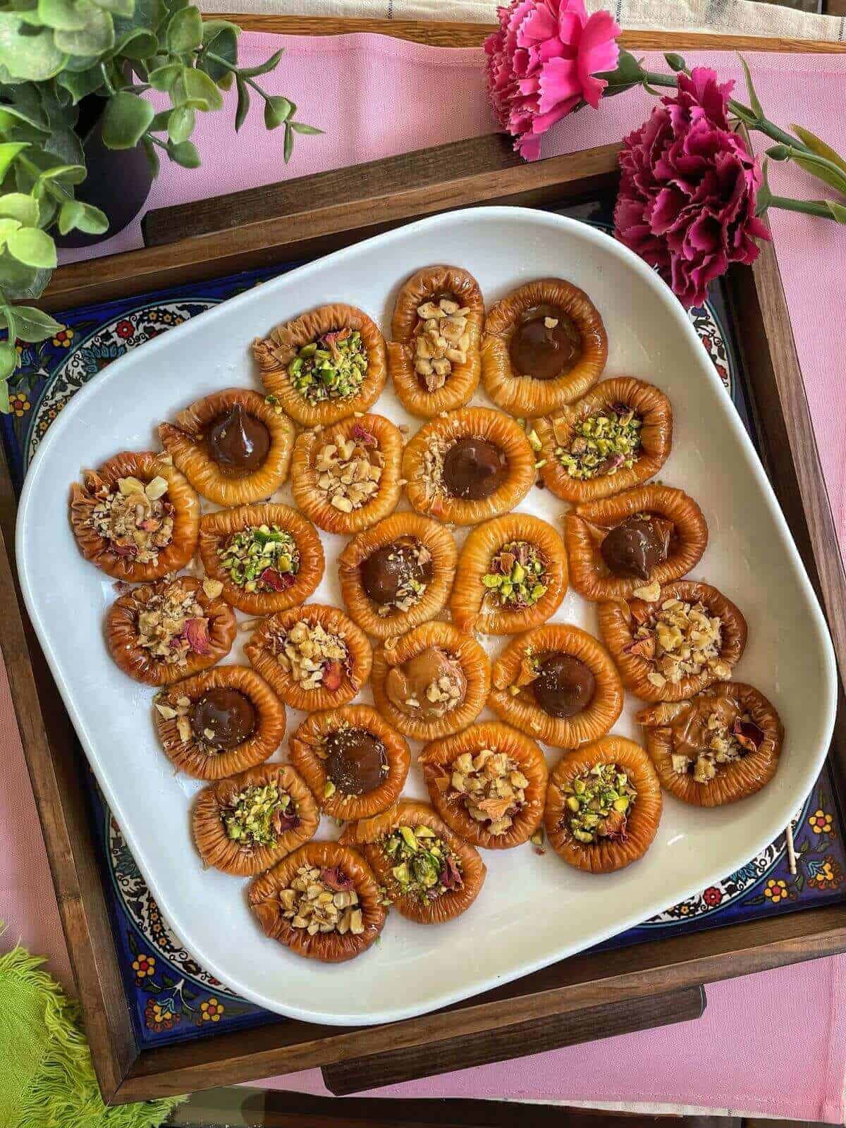 a platter filled with bulbul baklava
