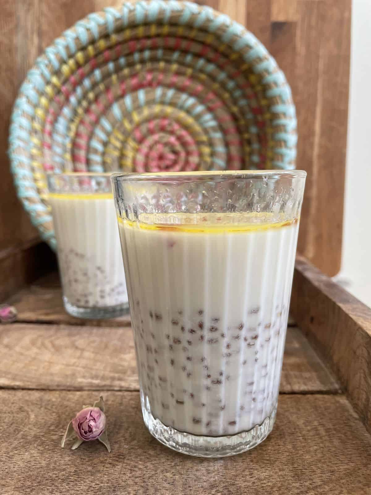 two glasses of halim with milk