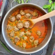 a pot of kofta curry