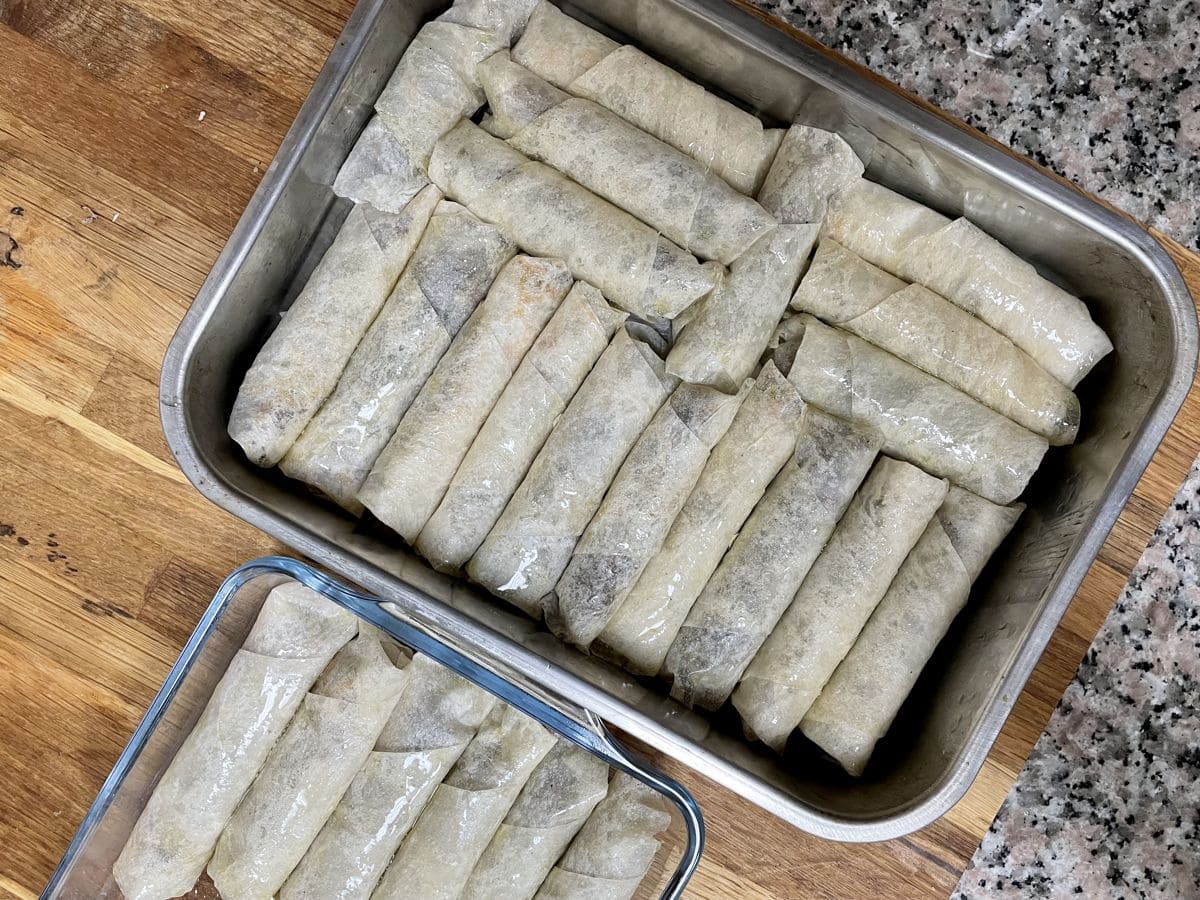 Musakhan rolls ready to be baked. 