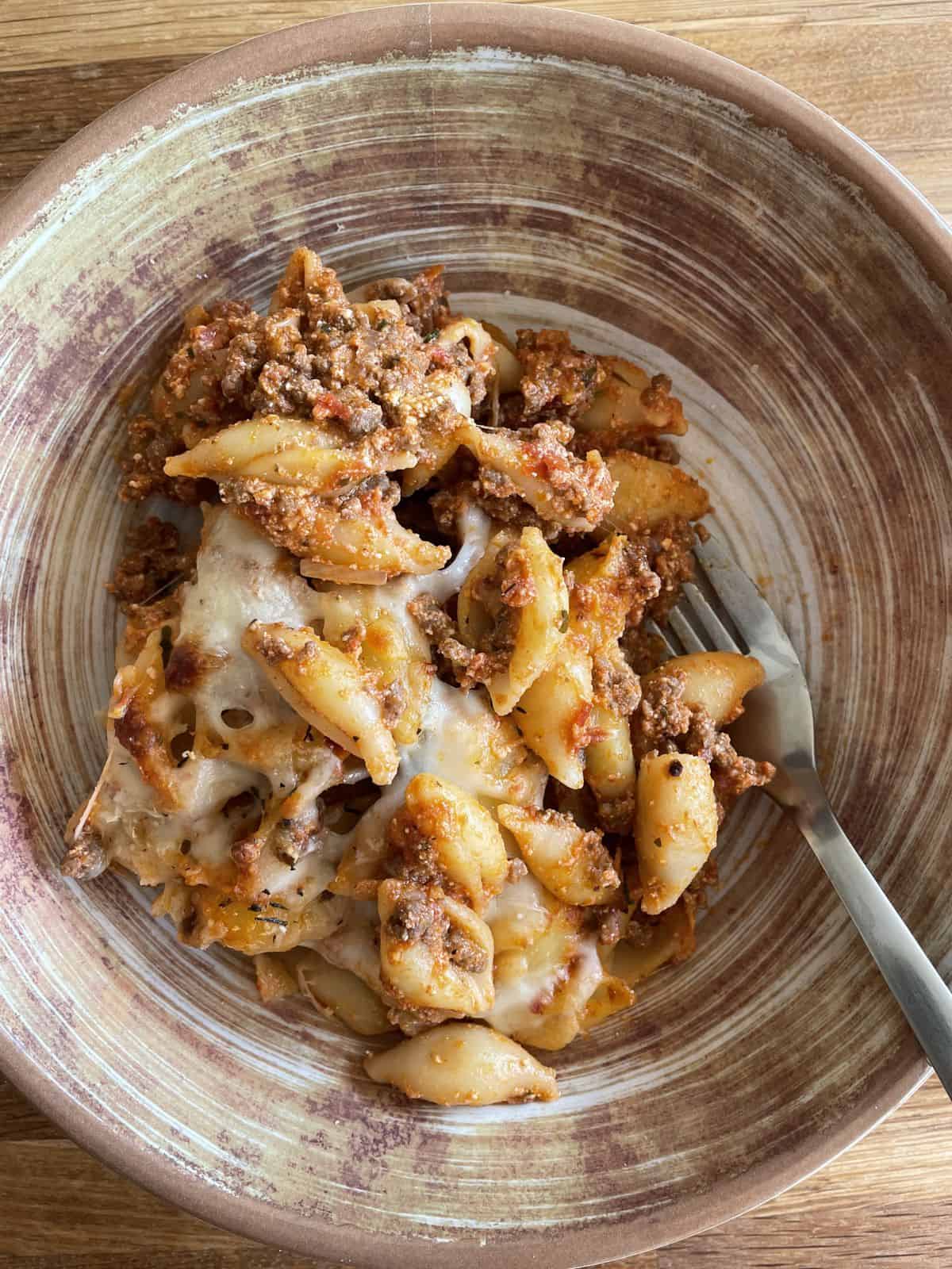 Pasta al forno with ground beef and ricotta. 