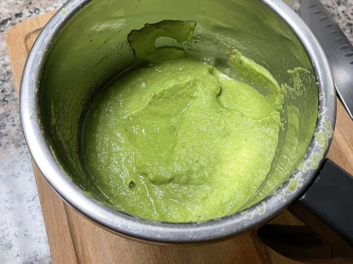 ground green paste in a mixie jar