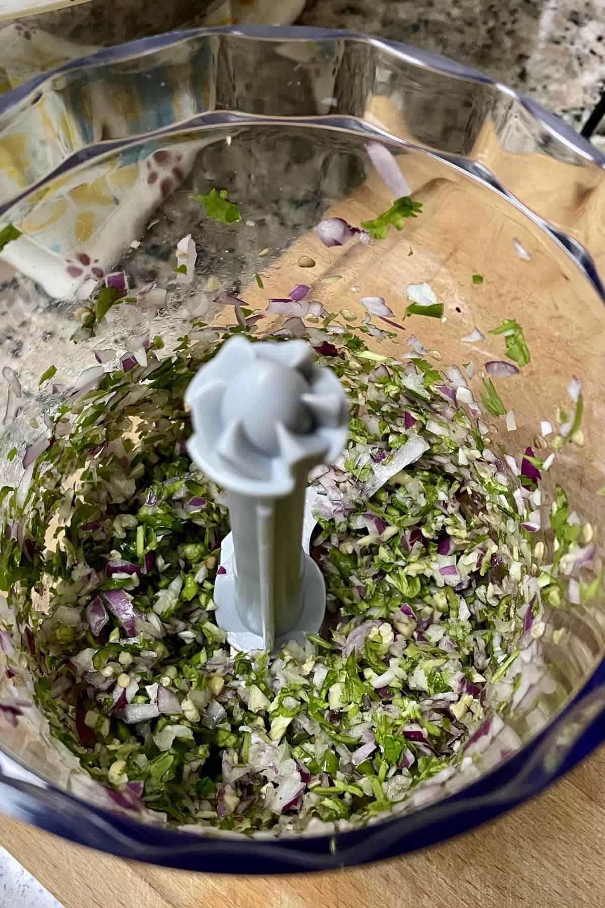 aromatics chopped in a mini chopper.