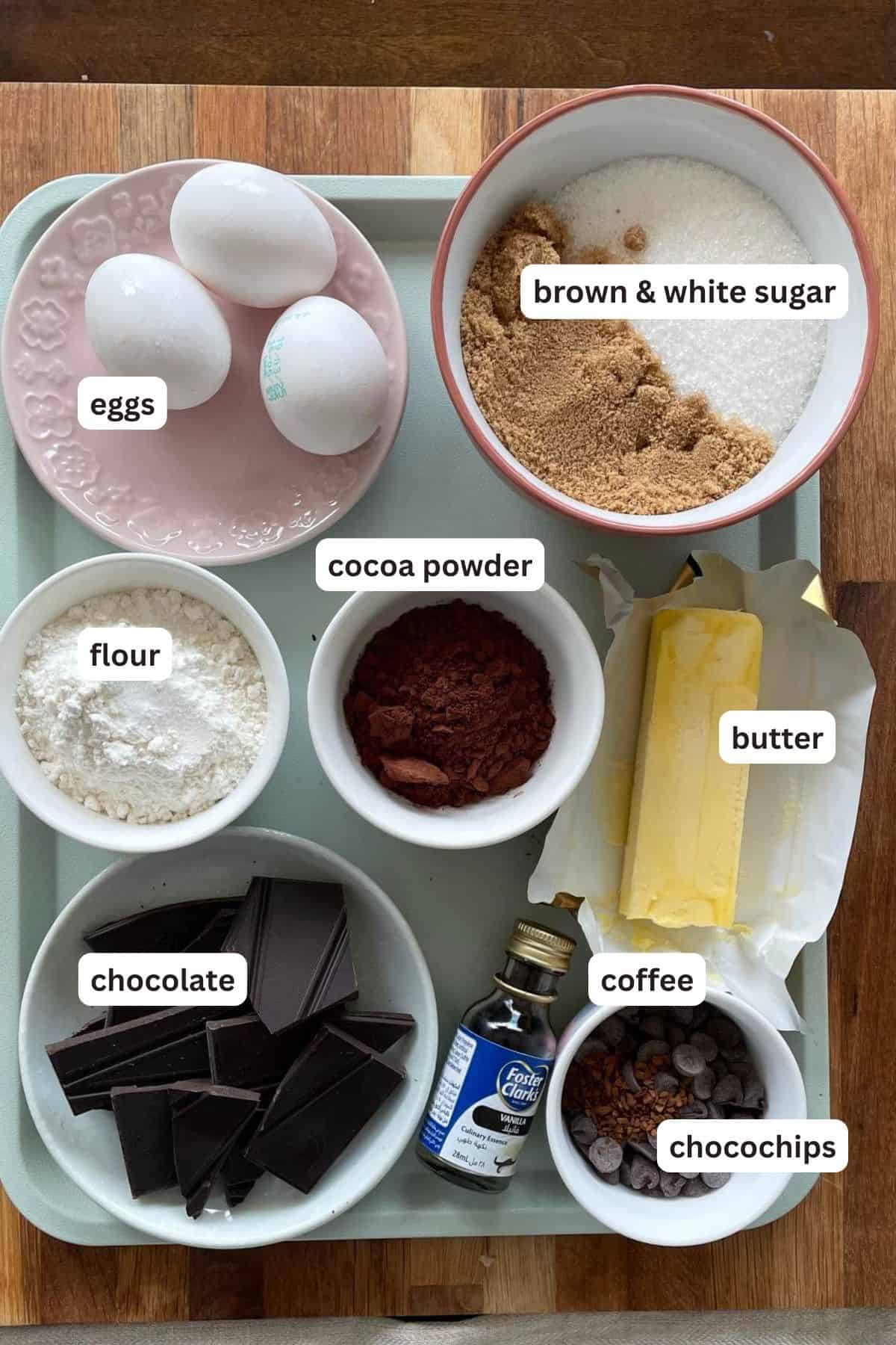 Fudgy Brownie Ingredients displayed