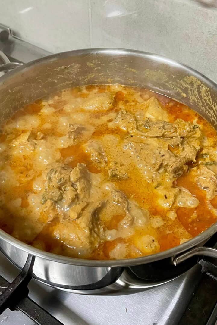 Slow cooked and simmered saucepot of curry