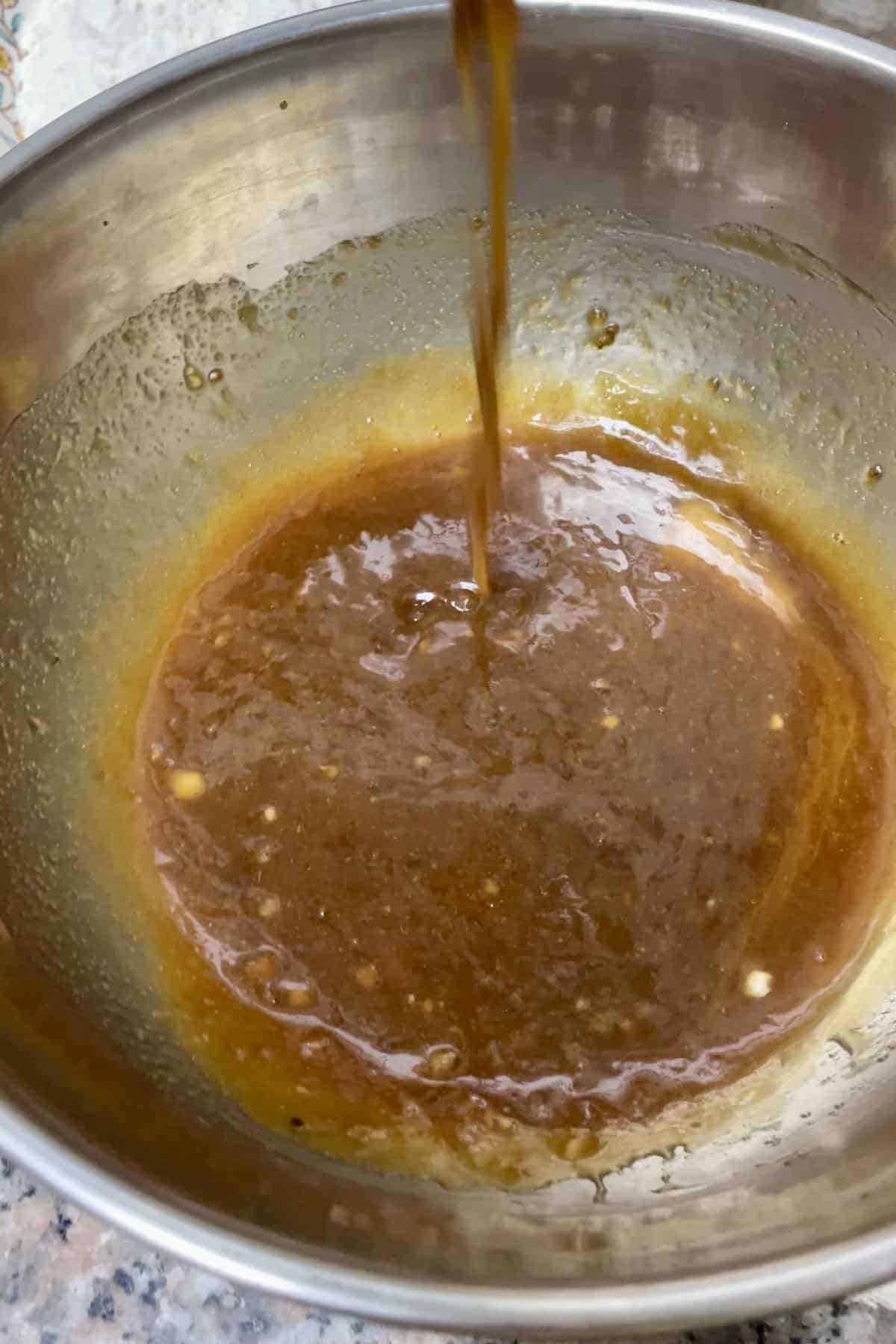 Whisked egg yolk into the batter