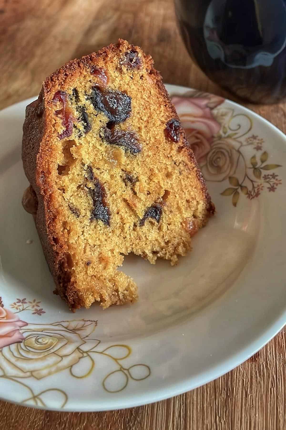 A piece of plum cake