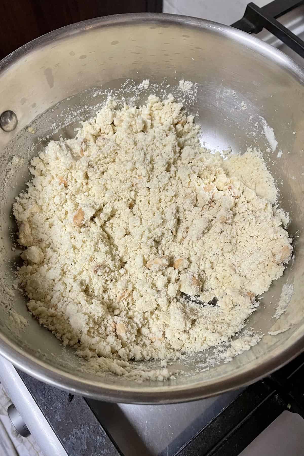 Rava laddu mixture ready to shape.