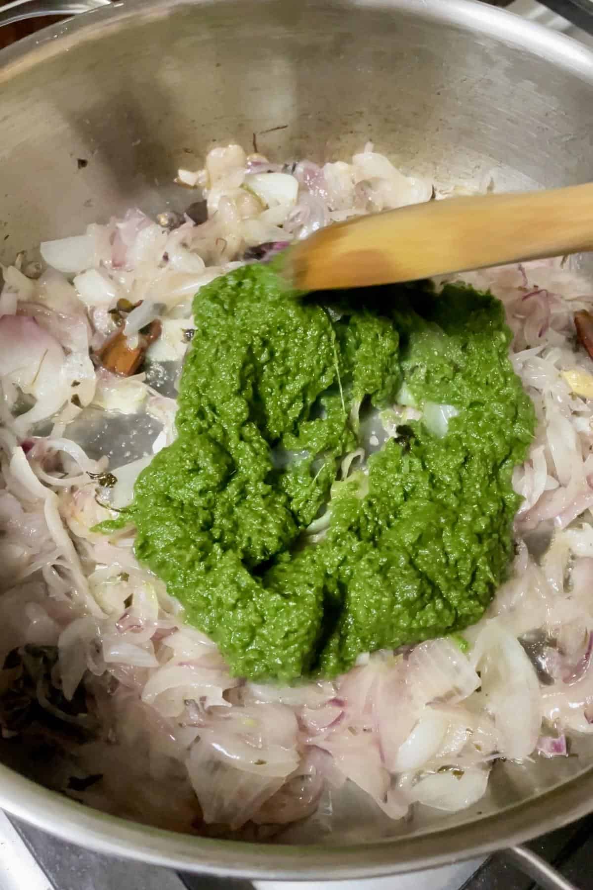 Green masala paste sauted