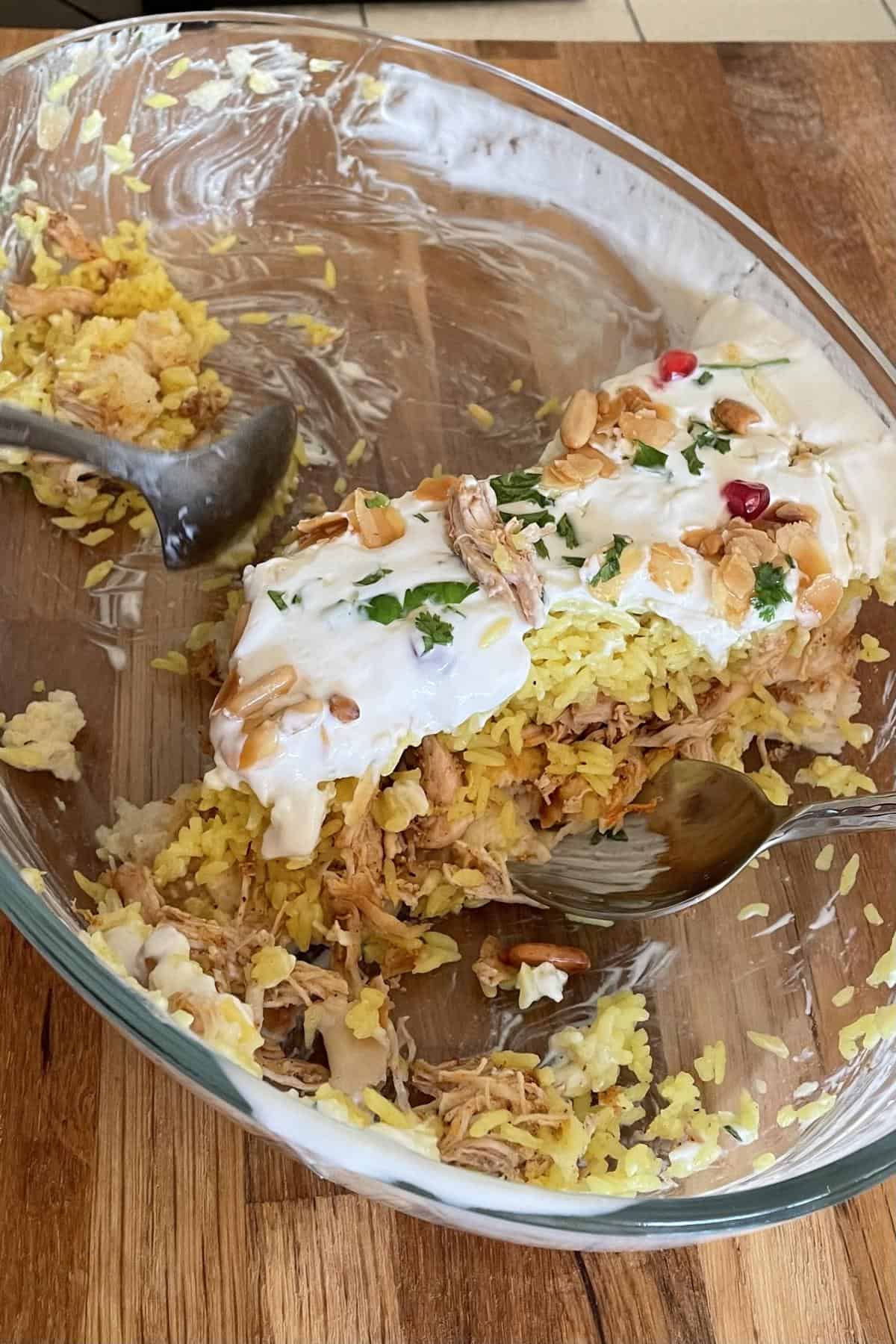 Half eaten fatteh chicken