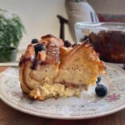A portion of French Toast Casserole served.