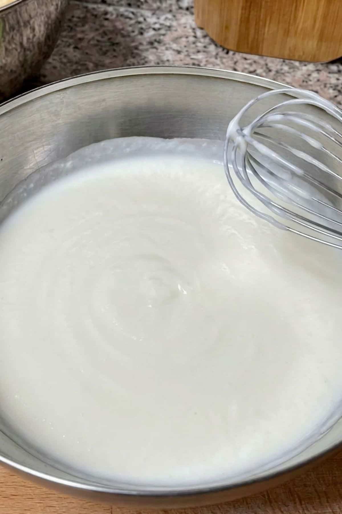A bowl of whisked yoghurt