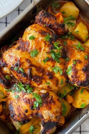 Harissa chicken traybaked